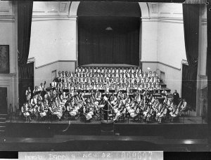 A one hundred and fifty piece orchestra and choir on th...