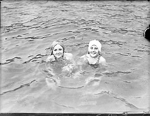 Girl swimmers Shirley Walmsley and Denise Smith