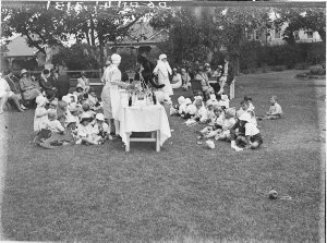 Nursing staff and children