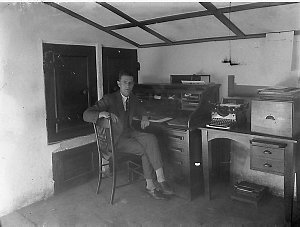 Charles Ward, sound engineer, in his office at De Fores...