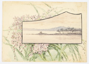 Item 10: [Landscape with botanic border, ca 1900-ca 191...