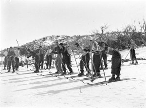 A group of pupils with two instructors. "George Lamble...