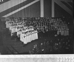 A large choir at the Town Hall, YMCA Centenary