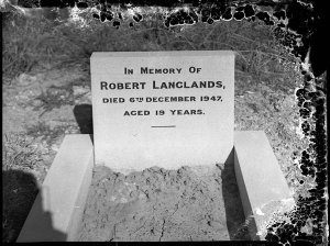 Robert Langlands' (d.1947 aged 19 years) grave, taken f...