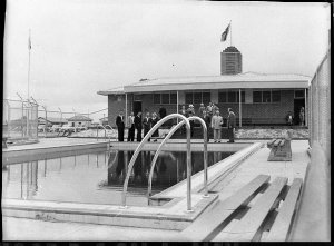 Opening baths at the Masonite factory, Raymond Terrace