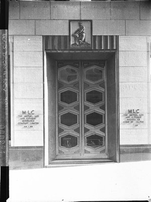 The ornate metal doors of the entrance, MLC Building (f...