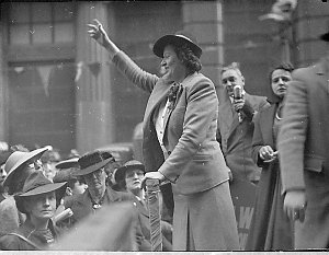 2UW stall in Martin Place, Anzac House; Gladys Moncrief...