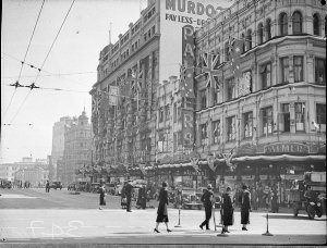 [Palmer's and Murdoch's department stores decorated for...