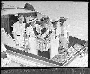 Mr. Smith and four women passengers on the aft deck of ...