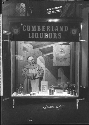 McWilliams' Wines window display for Cumberland liqueur...