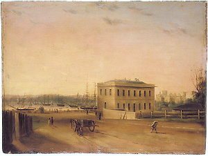 Custom House and Circular Quay, 1845 / painted by G. E....