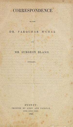 Correspondence between Dr. Farquhar M'Crae and Mr. Surg...