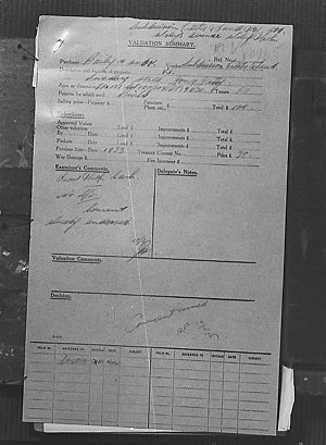 Copy of valuation document (taken for "Smith's Weekly")