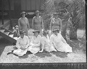 Seven St John Ambulance women in uniform, Thornleigh