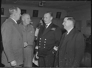 Arrival of Rear Admiral HJ Buchanan (second from right)...