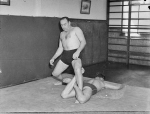 Wrestlers at gym; Don Noland (taken for Leichhardt Stad...