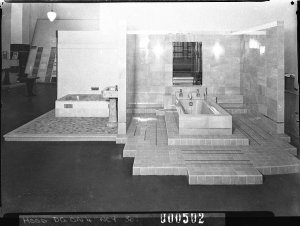 A display of modern bathrooms, Dillon's tile showroom (...