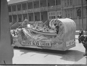 Tooth's KB Lager float in Six Hour Day procession