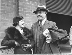 Cecil Kellaway and his wife for Cinesound, arrive on Me...