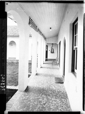 Arched colonnade and courtyard, Catholic convent at Ear...