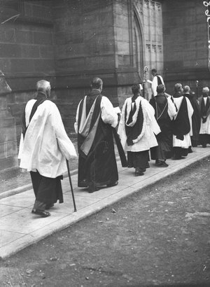 The clergy filing in, St Andrew's Cathedral