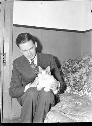Tommy Jay and cat (taken for J.C. Williamson)