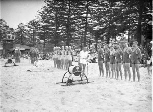 Judging the R and R teams at a surf carnival, Manly