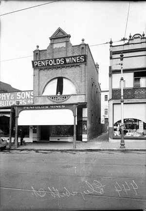 Penfold's Wines display in shop windows at 444 Elizabet...