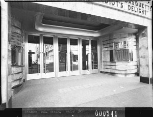 Ticket boxes and entrance doors, Minerva Theatre (taken...