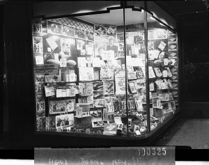 Window display of photographs of Defence Department har...