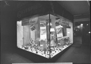AWA Radiola window display in Gillespie's store
