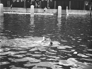 Japanese swimmers Sakagami and Kiyokawa, Domain Baths