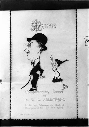 E.Y. Mills' caricature on a menu card for the complimen...