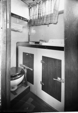 A shipboard washroom and toilet