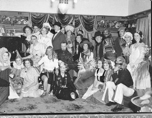 Mrs Tomalin's farewell party; costumed group