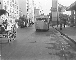 Trolley-bus No 2, a Bondi tram & a Dairy Farmers milk c...