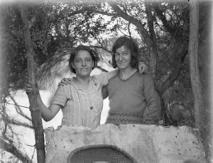 Two smiling women of the Depression at 'Happy Valley'