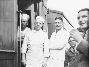 Chef and two assistant chefs of the royal train