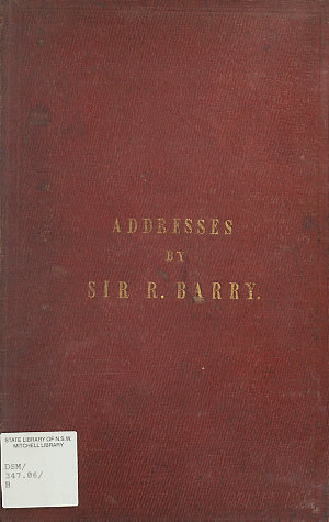 An address delivered by His Honor Sir Redmond Barry, on...
