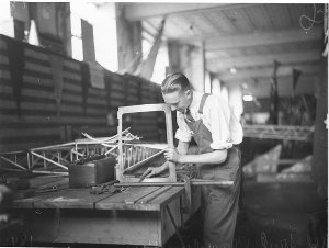 A fitter working on the all Australian aeroplane for th...
