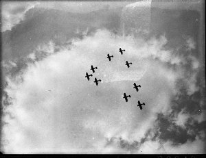 A squadron of nine Westland Wapitis flying in formation