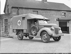 Gift from the Irish Linen Spinning and Weaving Company through Red Cross to the Army; military ambulance