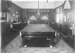 The billiard room; full sized billiard table & a piano,...