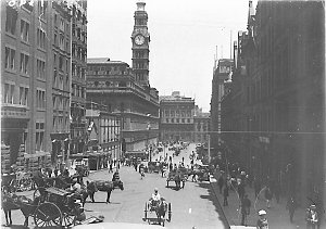 Martin Place, then Moore Street, looking west
