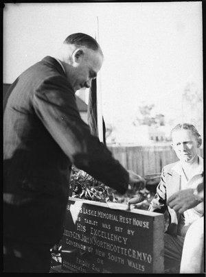 Laying the foundation stone, James Laskie Memorial Rest...
