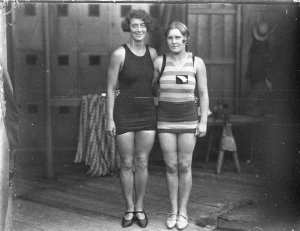 Two women swimmers, one a New Zealand entrant