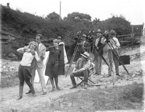 William Reed filming "The Romance of Runnibede"