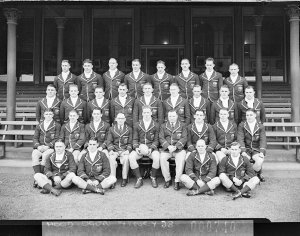 Australian Rugby League Team in shorts and blazers befo...