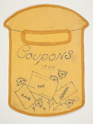 Bag for storing wartime coupons, ca. 1944