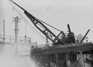 Collapsed steam-crane at Doll's Point